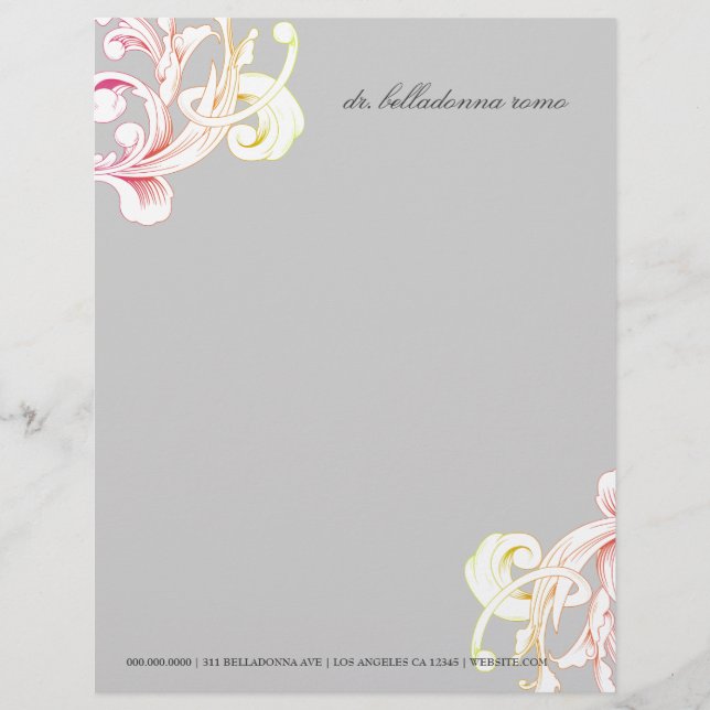 311-Vivid Foliage Grey Flare Personalised Letterhead (Front)