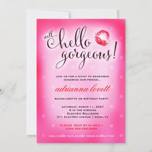 311 Well Hello Gorgeous Party Invitation (Front)