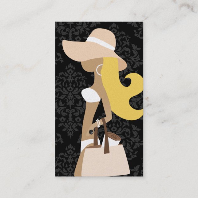 311 White Bikini Fashionista Blonde Hat Business Card (Front)