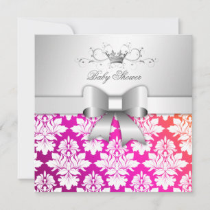 311 White Blackberry Damask Sunset  Baby Shower Invitation