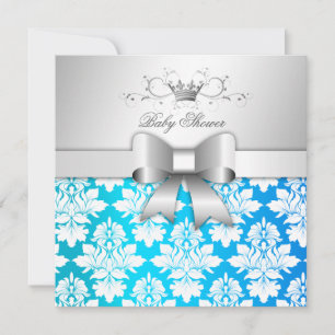 311-White Blackberry Damask Tropical   Baby Shower Invitation