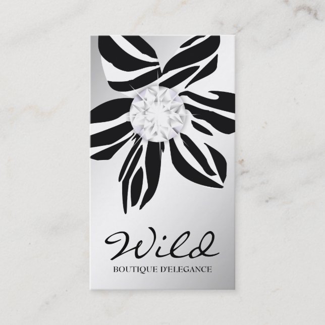 311 Wild Zebra Flower | Diamond SS Business Card (Front)