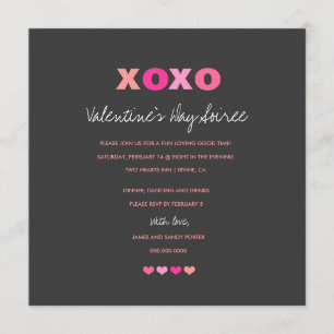311 XOXO Grey Hearts in a Row Invitation