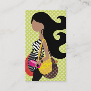 311 Zebra Fashionista Brunette Long Hair Business Card