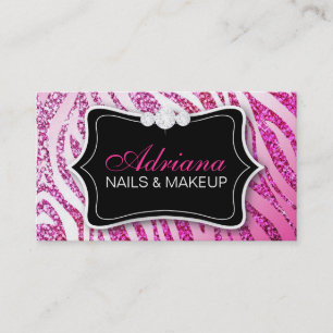 311 Zebra Glitter Pink Business Card