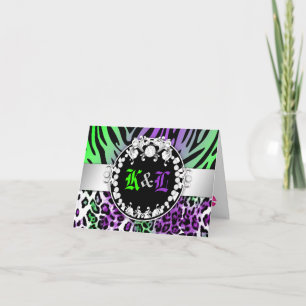 311 Zebra Leo-Tique Diamond Kiss Purple Green Thank You Card