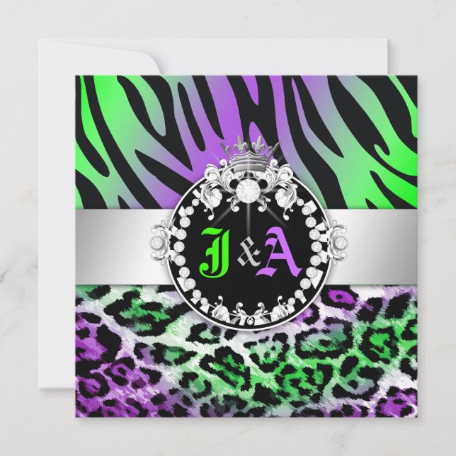 311 Zebra-LeoTique Diamonds Kiss Duo Friend Party Invitation (Front)
