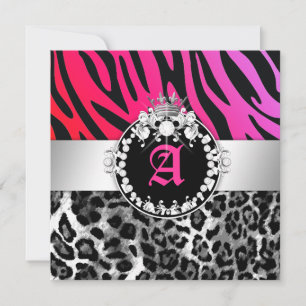 311-Zebra-LeoTique Diamonds n' Kisses Sweet 16 Invitation