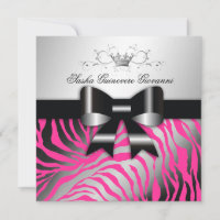 311-Zebra Shimmer Black Bow Hot Pink | Sweet 16
