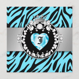311 Zebra Tique Kiss Queen of Hearts Sweet16 Invitation
