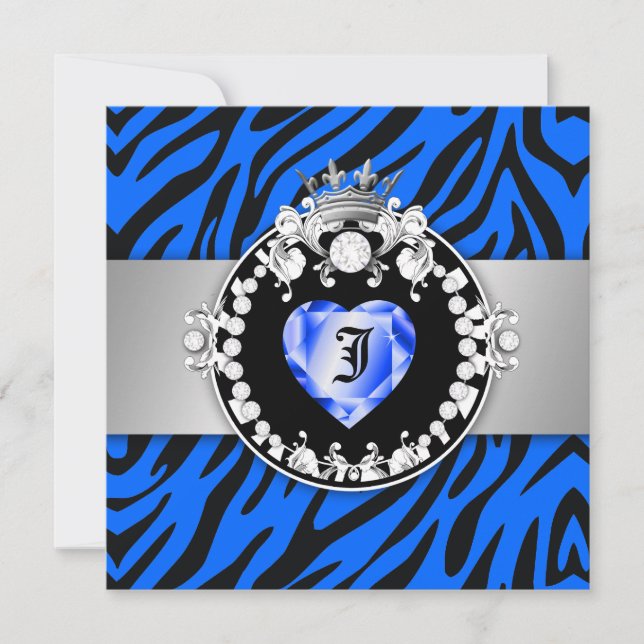 311 Zebra Tique Kiss Queen of Hearts Sweet 16 Invitation (Front)