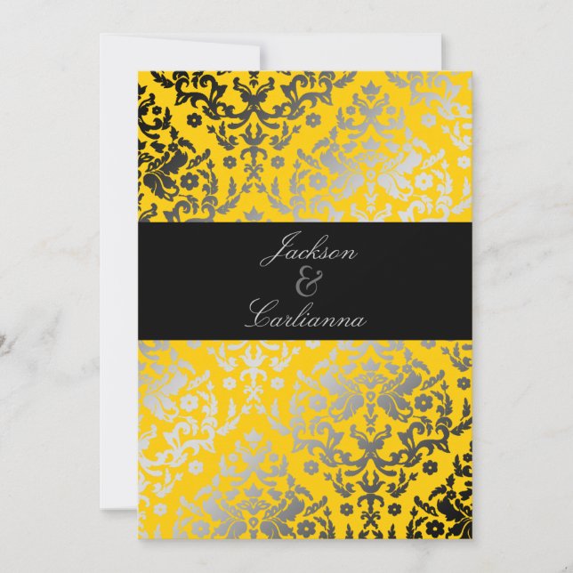 311Dazzling Damask Yellow Jacket Invitation (Front)
