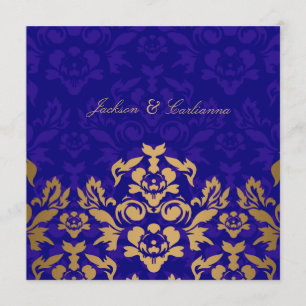 311Golden Flame Square Royal Blue Gold Invitation