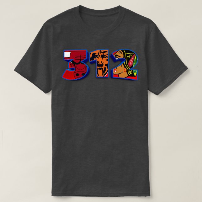 312 Area Code Chicago City Sports T-Shirt (Design Front)