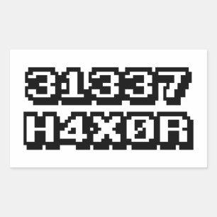 31337 H4X0R RECTANGULAR STICKER