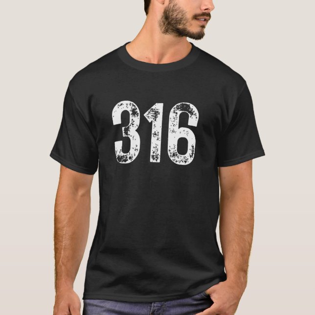 316 Area Code Wichita KS Mobile Telephone Area Cod T-Shirt (Front)