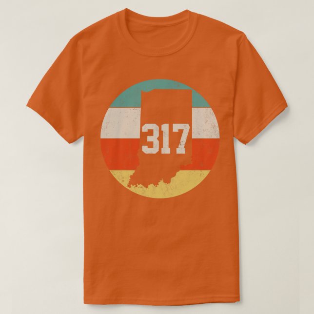 317 Area Code Indiana Retro Vintage T-Shirt (Design Front)