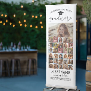 31 Photo - Graduation Modern Minimal White Retractable Banner