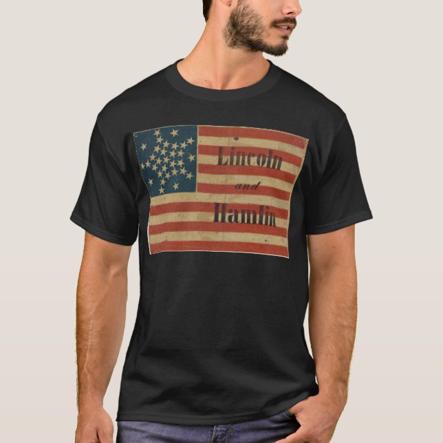 31 Star 1860 Lincoln and Hamlin American Flag T-Shirt (Front)