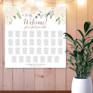 31 Table Pale Peach Roses Wedding Seating Chart
