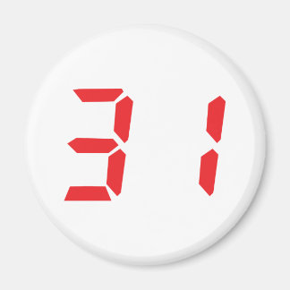 31 thirty-one red alarm clock digital number magnet