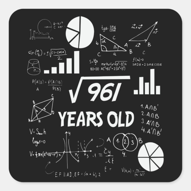 31 Year Old Bday Math Teacher 31st Birthday Gift Square Sticker (Front)