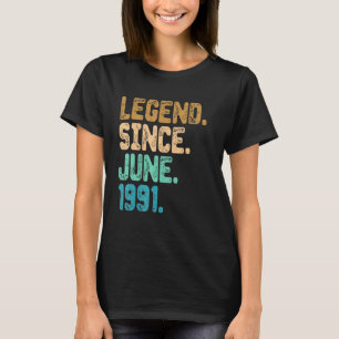 31 Year Old Legend Since June 1991 31st Birthday V T-Shirt