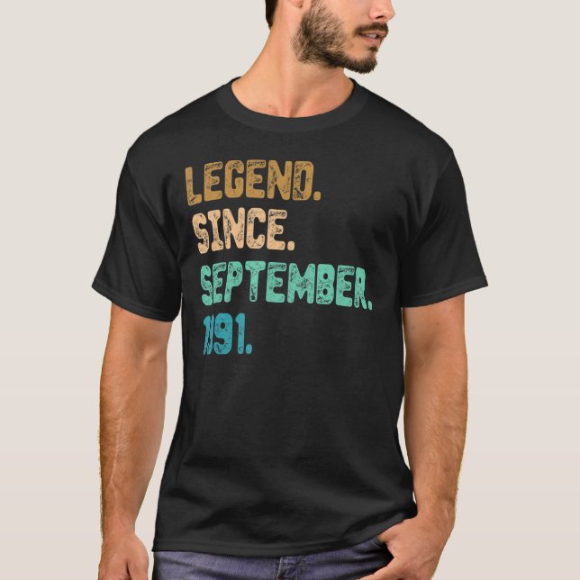 31 Year Old Legend Since September 1991 31st Birth T-Shirt (Front)