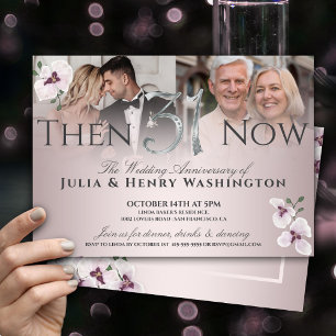 31st Anniversary Elegant Orchid Then And Now Invitation