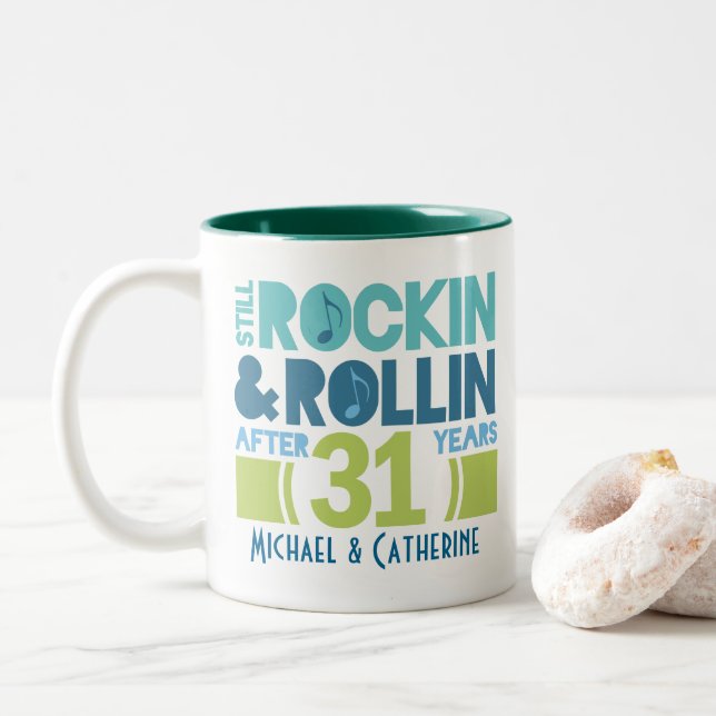 31st Anniversary Personalised Mug Gift (With Donut)
