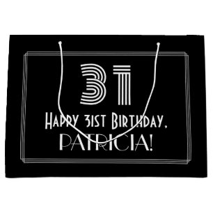 31st Birthday — Art Deco Inspired Look "31" & Na Large Gift Bag