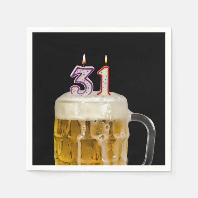 31st Birthday Beer on black Napkins (Front)