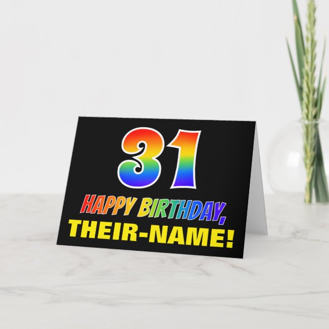 31st Birthday: Bold, Fun, Simple, Rainbow 31 Card (Front)