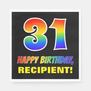 31st Birthday: Bold, Fun, Simple, Rainbow 31 Napkin