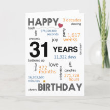 31st Birthday Card