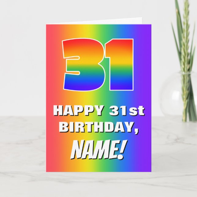31st Birthday: Colorful, Fun Rainbow Pattern # 31 Card (Front)