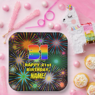 31st Birthday: Colourful, Fun Celebratory Firework Paper Plate
