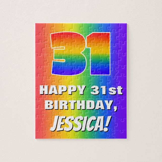 31st Birthday: Colourful, Fun Rainbow Pattern # 31 Jigsaw Puzzle (Vertical)
