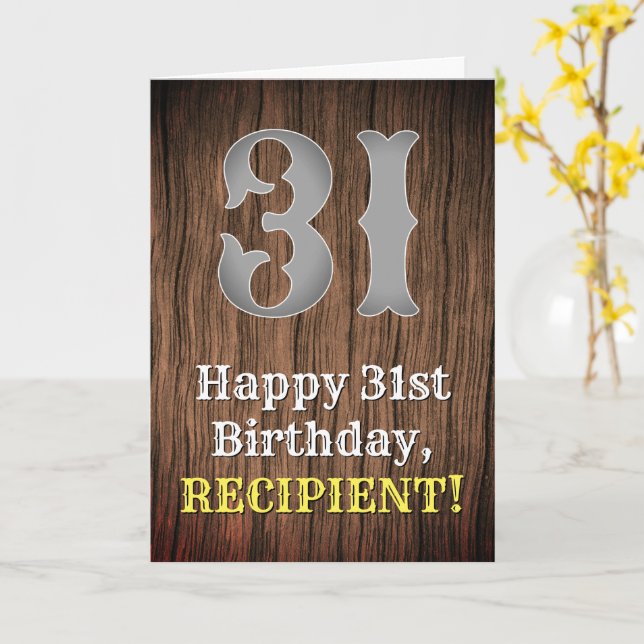 31st Birthday: Country Western Inspired Look, Name Card (Yellow Flower)