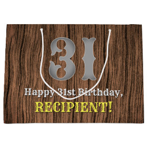 31st Birthday: Country Western Inspired Look, Name Large Gift Bag