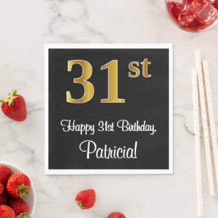 31st Birthday ~ Elegant Luxurious Faux Gold Look # Napkin