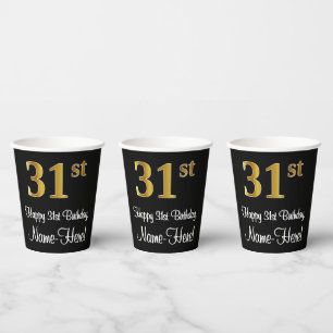 31st Birthday - Elegant Luxurious Faux Gold Look # Paper Cups