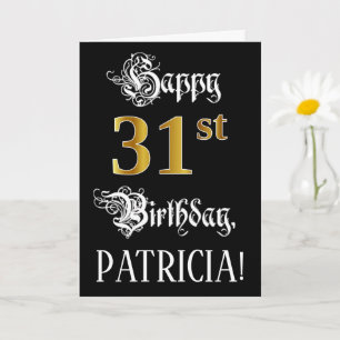 31st Birthday — Fancy Script; Faux Gold Look; Name Card