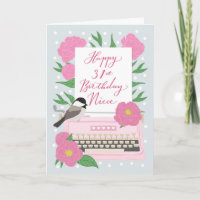 31st Birthday for Niece | Typewriter Floral Desi