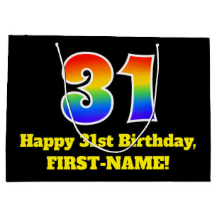 31st Birthday ~ Fun, Colourful, Vibrant, Rainbow 3 Large Gift Bag