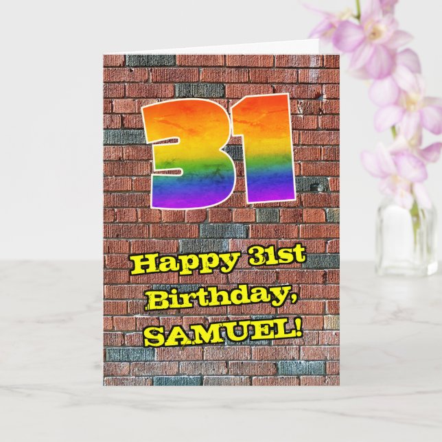 31st Birthday: Fun Graffiti-Inspired Rainbow 31 Card (Orchid)