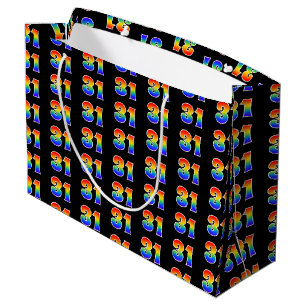 31st Birthday: Fun Rainbow Event Number 31 Pattern Large Gift Bag