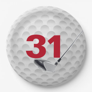 31st Birthday Golf Ball Design Paper Plate