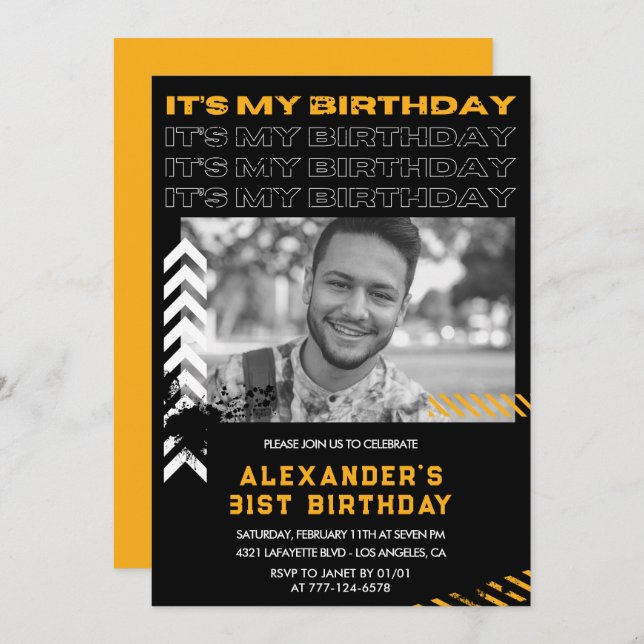 31st birthday invitations Men Photo Spray paint (Front/Back)