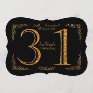 31st,Birthday party 31st,great Gatsby,black & gold Invitation